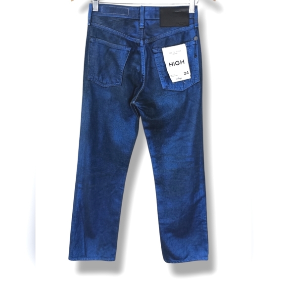 NWT Rag & Bone Maya High Rise Ankle Straight  Jean in Metallic Indigo $355 💙 24 - Picture 9 of 16